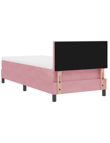 Letto a molle con materasso Rosa 100 x 200 cm Velluto