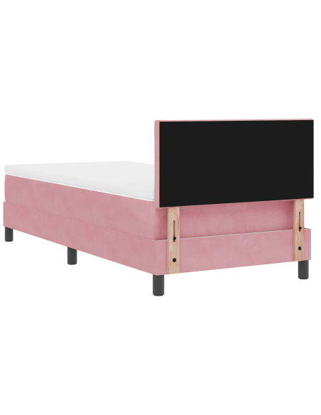 Letto Box Spring con Materasso Rosa 100x200 cm in Velluto