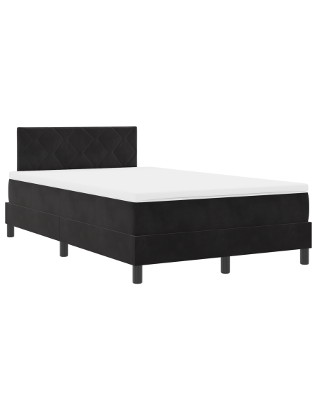 Letto Doppio Piccolo Box Spring con Materasso Nero in Velluto
