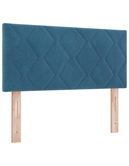Letto a doghe con materasso Blu scuro Piccolo doppio Velluto
