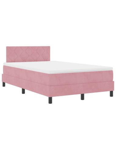 Letto a molle con materasso Rosa 120 x 190 cm Velluto