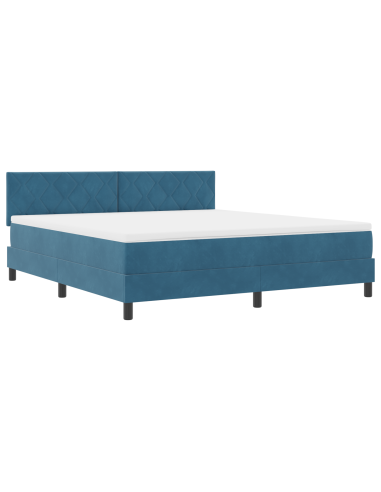 Letto a molle con materasso Blu Scuro 180 x 200 cm Velluto