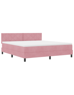 Letto a molle con materasso Rosa 180 x 200 cm Velluto 2