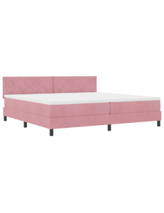 Letto a molle con materasso Rosa 200 x 200 cm Velluto 2