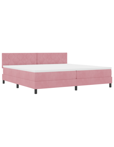 Letto a molle con materasso Rosa 200 x 200 cm Velluto