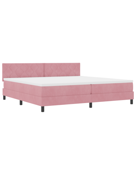 Letto a molle con materasso Rosa 200 x 200 cm Velluto