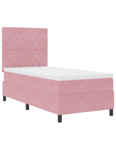 Letto a molle con materasso Rosa 100 x 200 cm Tessuto