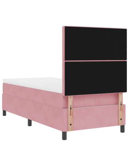 Letto Box Spring con Materasso Rosa 100x200 cm in Velluto