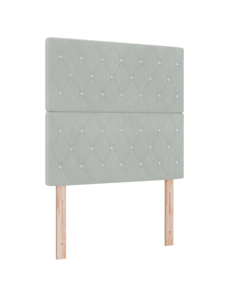 Letto Box Spring con Materasso Grigio Chiaro Piccolo Doppio Velluto
