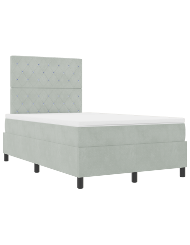 Letto a molle con materasso Grigio chiaro 120 x 190 cm Tessuto