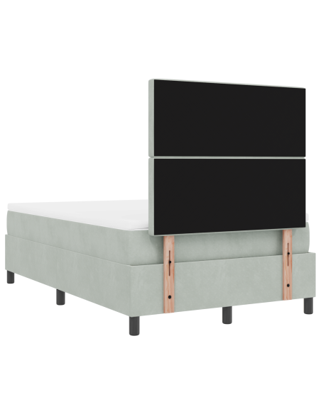 Letto Box Spring con Materasso Grigio Chiaro Piccolo Doppio Velluto