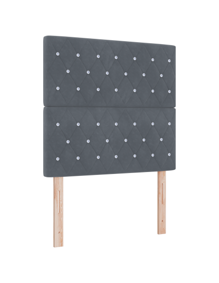Letto a molle con materasso  Grigio scuro Piccolo doppio Velluto
