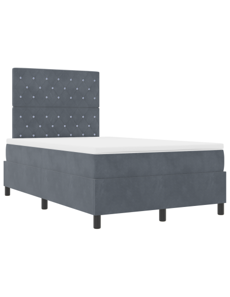 Letto a molle con materasso  Grigio scuro Piccolo doppio Velluto
