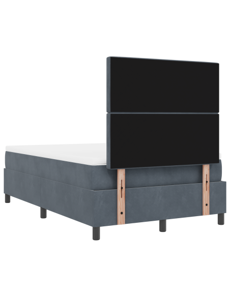 Letto a molle con materasso  Grigio scuro Piccolo doppio Velluto