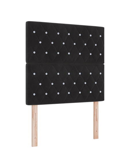 Letto con Box Spring e Materasso Nero Piccolo Doppio in Velluto