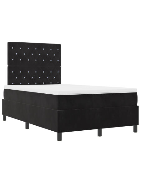 Letto con Box Spring e Materasso Nero Piccolo Doppio in Velluto