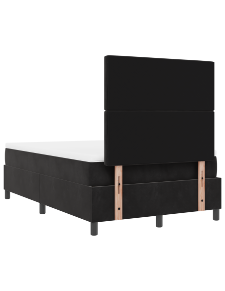 Letto con Box Spring e Materasso Nero Piccolo Doppio in Velluto