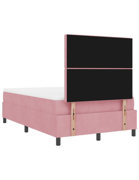 Letto Box Spring  con Materasso Rosa Piccolo Doppio in Velluto