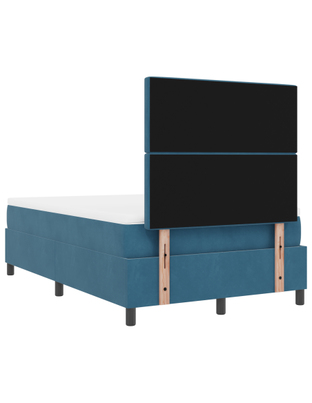 Letto a Box Spring con Materasso Blu Scuro 120x200 cm Velluto