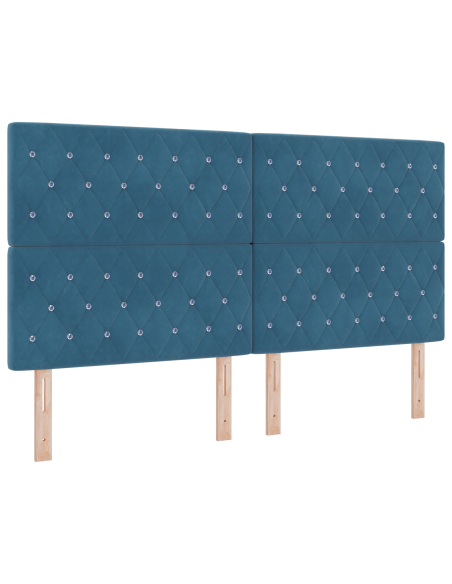 Letto a molle con materasso blu scuro Super King in velluto