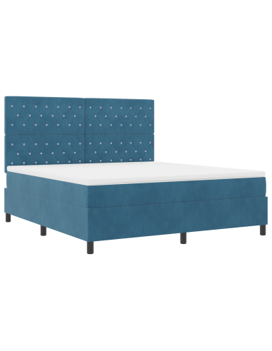 Letto a molle con materasso Blu Scuro 180 x 200 cm Tessuto