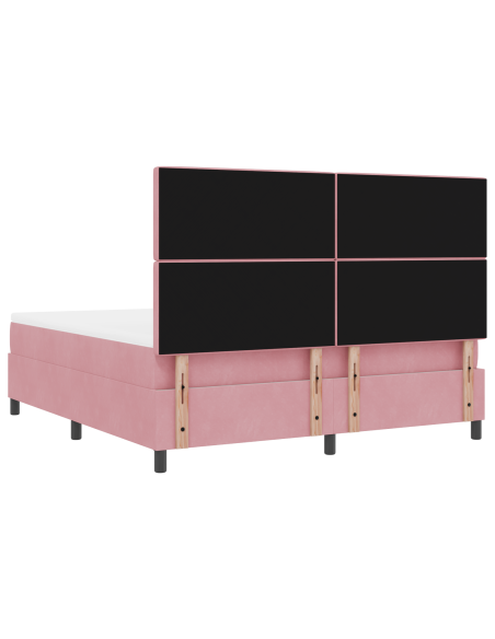 Letto a Box con Materasso Rosa Super King in Velluto
