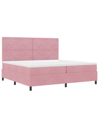 Letto a molle con materasso Rosa 200 x 200 cm Tessuto