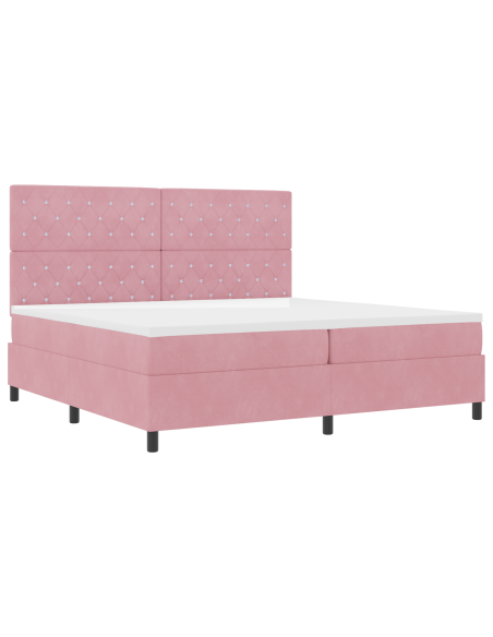 Letto a molle con materasso Rosa 200 x 200 cm Tessuto