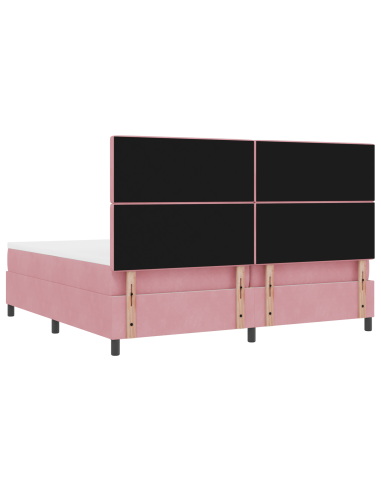 Letto a molle con materasso Rosa 200 x 200 cm Tessuto