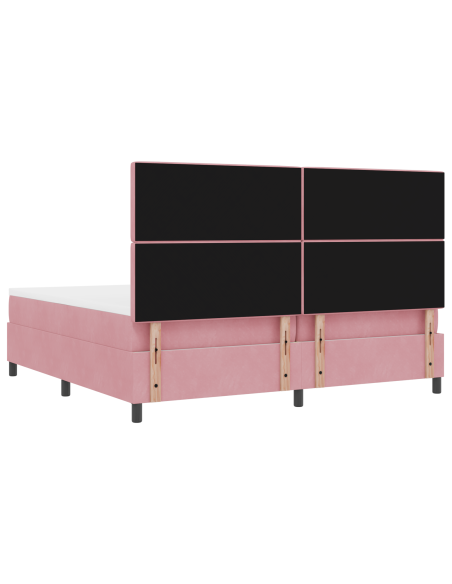 Letto a molle con materasso Rosa 200 x 200 cm Tessuto