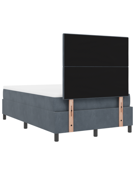 Letto con Rete A Molla e Materasso Grigio Scuro Piccolo Doppio Velluto