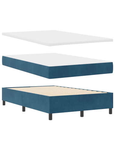 Letto a molle con materasso Blu Scuro 120 x 190 cm Tessuto