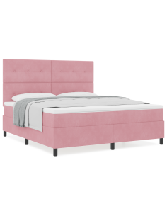 Letto a molle con materasso Rosa 180 x 200 cm Tessuto 2