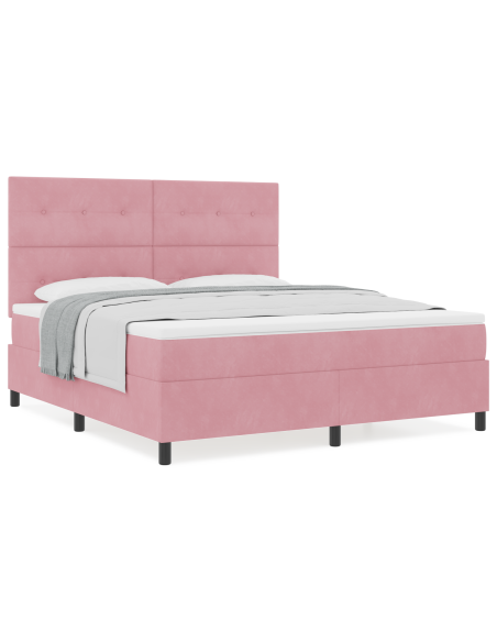 letto a molle  con materasso rosa super king in velluto