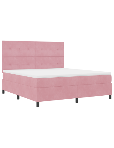 Letto a molle con materasso Rosa 180 x 200 cm Tessuto