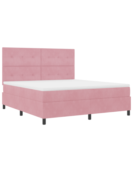 Letto a molle con materasso Rosa 180 x 200 cm Tessuto
