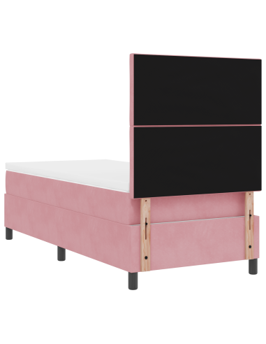 Letto a molle con materasso Rosa 100 x 200 cm Tessuto