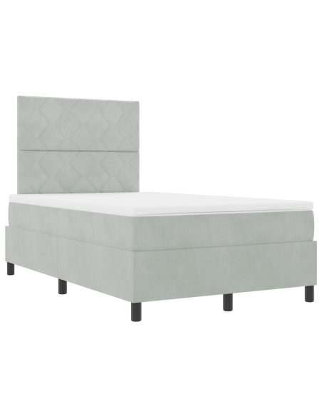 Letto Box Spring con Materasso Grigio Chiaro Piccolo Doublé in Velluto
