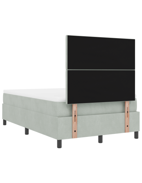 Letto Box Spring con Materasso Grigio Chiaro Piccolo Doublé in Velluto