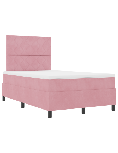 Letto Box Spring con Materasso Rosa Matrimoniale Piccolo Velluto