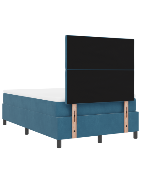Letto a Molle con Materasso Blu Scuro 120x200 cm in Velluto