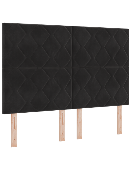 Letto a molle con materasso  Nero 140x190 cm Velluto