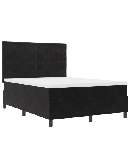 Letto a molle con materasso  Nero 140x190 cm Velluto
