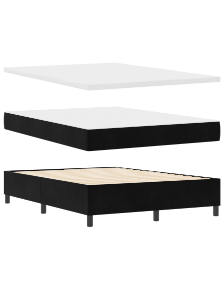 Letto a molle con materasso  Nero 140x190 cm Velluto