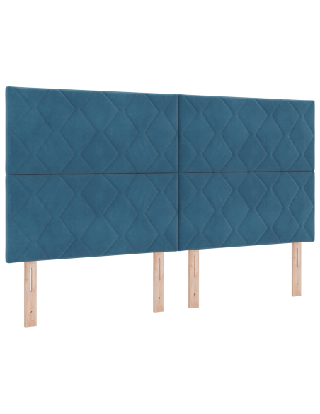 Letto a Rete con Materasso Blu Scuro Super King in Velluto