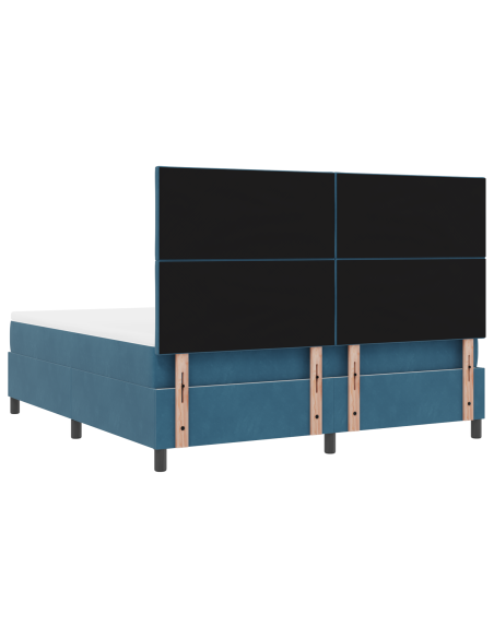 Letto a Rete con Materasso Blu Scuro Super King in Velluto