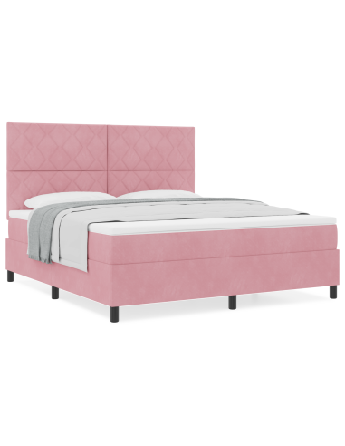Letto a molle con materasso Rosa 180 x 200 cm Tessuto