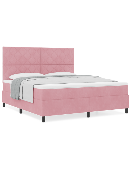 Letto Box Spring con Materasso Rosa Super King Velluto