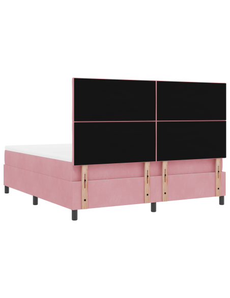 Letto Box Spring con Materasso Rosa Super King Velluto