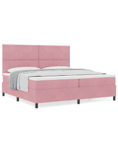 Letto a molle con materasso Rosa 200 x 200 cm Tessuto 2